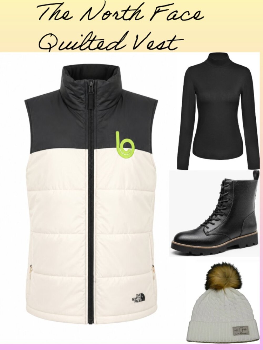 The North Face Puffer Vest Women's size Large NWT Vintage White & Black $140